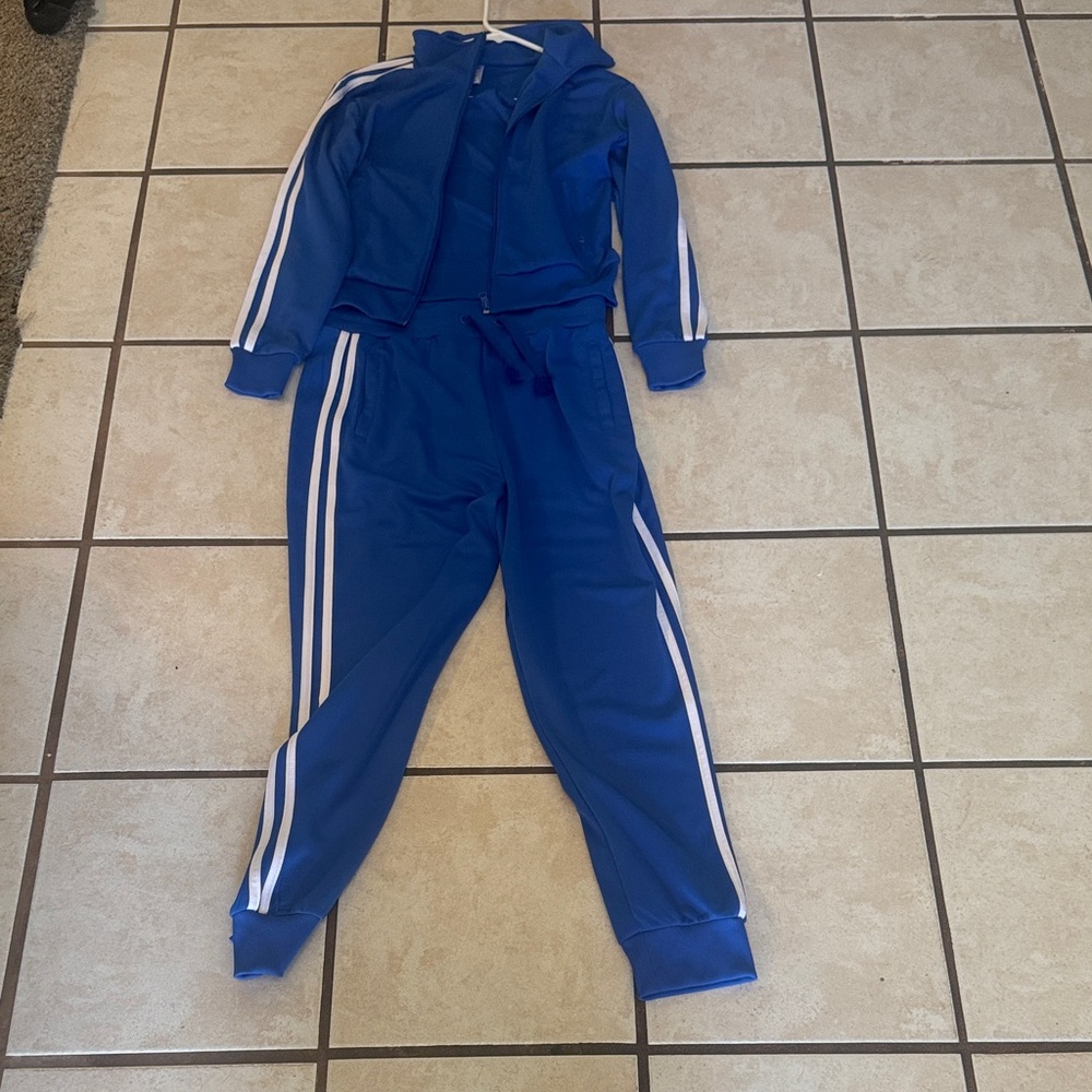 Blue Kids Track Suit with White Stripes